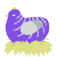 easter wip, a blurple and silver chicken with a half-bar pattern
