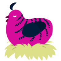 A fuchsia and tumblr chicken with a half-bar pattern