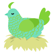 A mint and grass chicken with a lace pattern