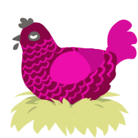 earthworm, a maroon and fuchsia chicken with a lace pattern