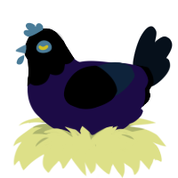 A apple and cream chicken with a head pattern