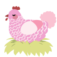 Cerrt, a pink and rose chicken with a lace pattern