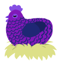 unnamed, a violet and navy chicken with a lace pattern