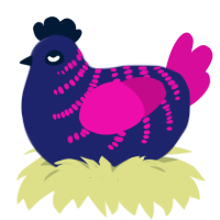 (unnamed), a navy and fuchsia chicken with a half-bar pattern