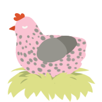 (unnamed), a rose and ash chicken with a speckle pattern