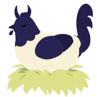Phoseom, a cream and navy chicken with a head pattern