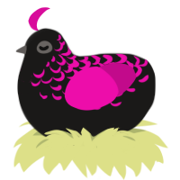 (unnamed), a sable and fuchsia chicken with a half-lace pattern