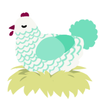 Mintee, a white and mint chicken with a lace pattern