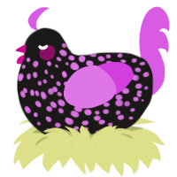 A sable and orchid chicken with a speckle pattern