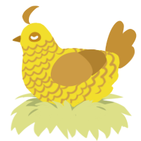 Corn, a yellow and gold chicken with a lace pattern