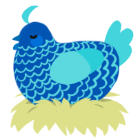 (unnamed), a ultramarine and aqua chicken with a lace pattern
