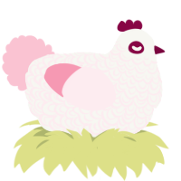 A white and rose chicken with a double-lace pattern