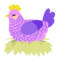 A lavender and blurple chicken with a lace pattern