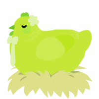 sprite, a lime chicken with a neck-band pattern