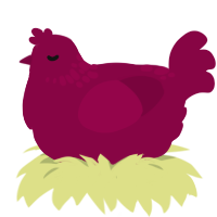Stress Ball, a maroon chicken with a neck-speckle pattern
