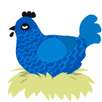 nightfall, a ultramarine and sapphire chicken with a lace pattern