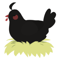 Soot covered rock, a sable chicken