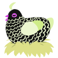 Sour Gummy Worm, a black and apple chicken with a lace pattern