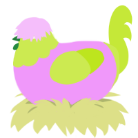 (unnamed), a lavender and lime chicken with a head pattern