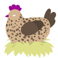 Nougat, a beige and bark chicken with a speckle pattern
