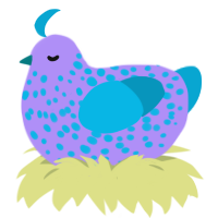 A lilac and cerulean chicken with a speckle pattern