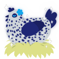 A mist and navy chicken with a speckle pattern