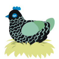 betta, a sable and gluppy chicken with a lace pattern
