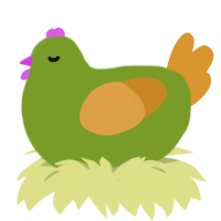 A chartreuse and orange chicken