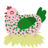 Toe Fungus, a rose and leaf chicken with a speckle pattern