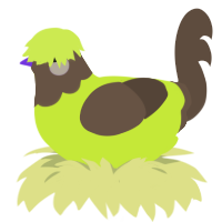 Billie eyelash, a lime and bark chicken with a head pattern