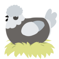 A grey and mist chicken with a head pattern
