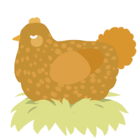A gold and orange chicken with a speckle pattern
