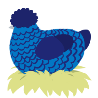 A sapphire and navy chicken with a lace pattern