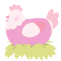 A pink and rose chicken with a head pattern