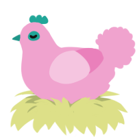 Cotton Clucky, a pink chicken
