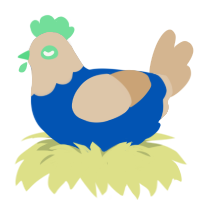 A ultramarine and beige chicken with a head pattern