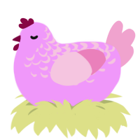 A lavender and pink chicken with a half-lace pattern