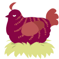 Raspberry 2, a maroon and red chicken with a half-bar pattern