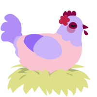 A rose and lilac chicken with a head pattern