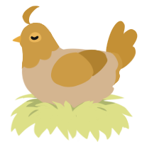 A beige and gold chicken with a head pattern