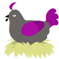 A grey and plum chicken