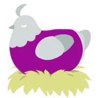 ooooo silvr-, a plum and silver chicken with a head pattern