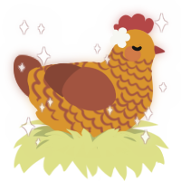 A orange and russet chicken with a lace pattern