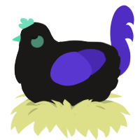 Lurk, a sable and indigo chicken