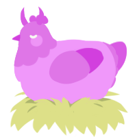 A lavender and orchid chicken with a head pattern