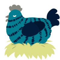 Pepper, a sea and tumblr chicken with a bar pattern