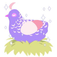 A lilac and rose chicken with a half-lace pattern