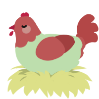 appular, a gluppy and red chicken with a head pattern