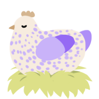 shortcake, a cream and lilac chicken with a speckle pattern