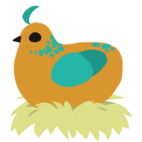 Mildew, a orange and turquoise chicken with a neck-speckle pattern